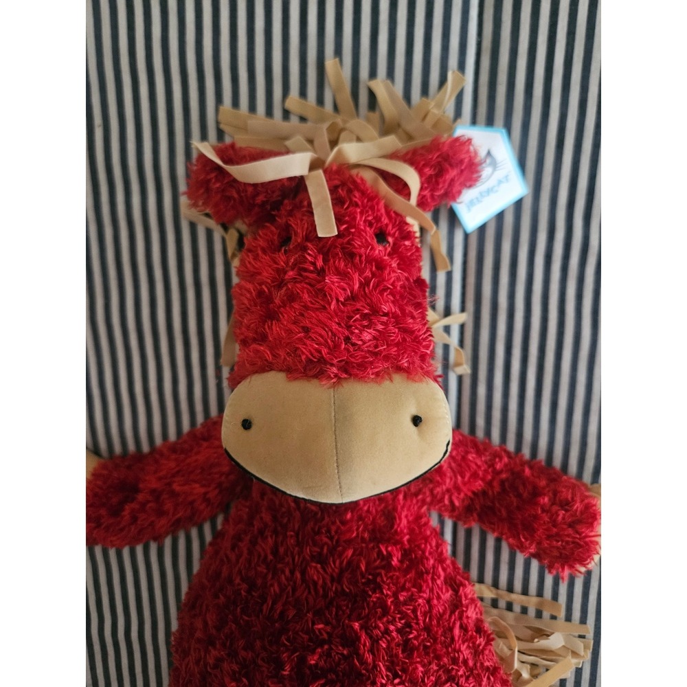 Jellycat Red Bunglie Horse Plush Ribbon Mane Rare Stuffed Animal NWT Retired - Picture 2 of 6